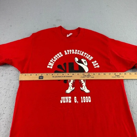 Vintage Employee Appreciation Day Shirt Mens L Red Stedman Single Stitch 90s - Picture 4 of 8
